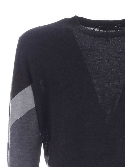 Girocollo Uomo in lana vergine Grigio scuro Emporio Armani- Francavilla Moda